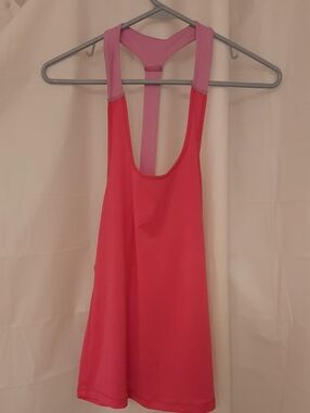 Active Pink Racerback Tank with Contrast Straps